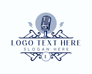 Broadcast - Podcast Radio Microphone logo design