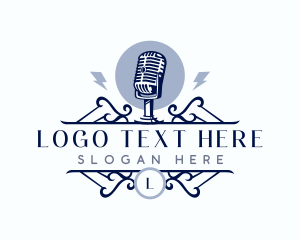 Interview - Podcast Radio Microphone logo design