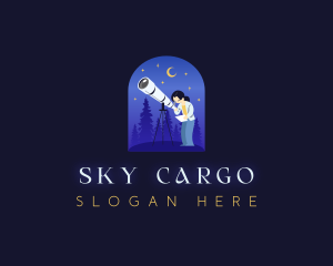 Astronomer Telescope Stargazing logo design