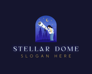 Astronomer Telescope Stargazing logo design