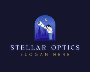 Astronomer Telescope Stargazing logo design