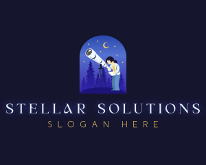 Universe - Astronomer Telescope Stargazing logo design