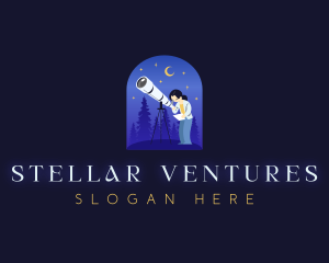 Astronomer Telescope Stargazing logo design