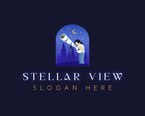 Stargazing - Astronomer Telescope Stargazing logo design