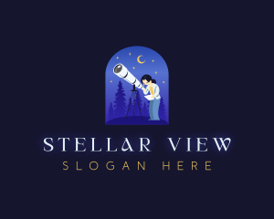 Astronomer Telescope Stargazing logo design