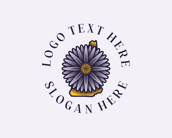 Map - New Hampshire Aster Flower logo design