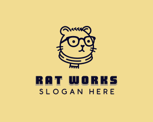 Rat - Eyeglasses Hamster Rat logo design