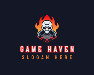  Gaming Skull Fire logo design