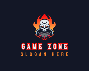  Gaming Skull Fire logo design