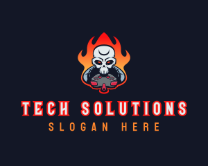 Flaming - Gaming Skull Fire logo design