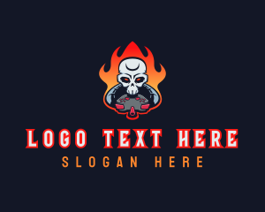 Controller - Gaming Skull Fire logo design
