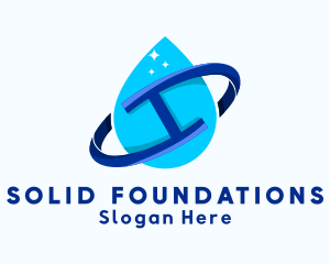 Water Station - Liquid Drop Orbit logo design