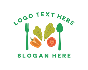 Spoon And Fork - Vegetarian Healthy Salad logo design