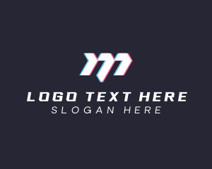 Tech Glitch Letter M logo design