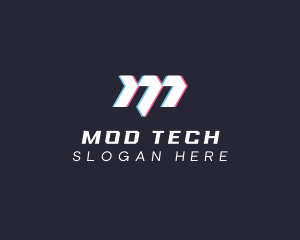 Tech Glitch Letter M logo design