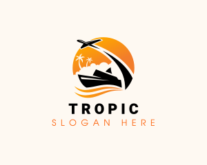 Airplane Yatch Beach Tropical logo design