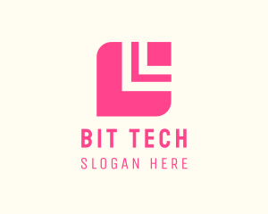 Modern Pink Tech Square logo design