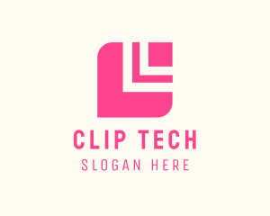 Modern Pink Tech Square logo design