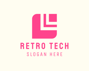 Modern Pink Tech Square logo design