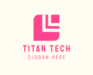 Modern Pink Tech Square logo design