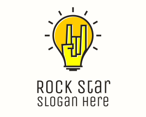 Rock - Rock Music Lightbulb Festival logo design