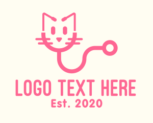 Cat - Pink Cat Veterinary logo design