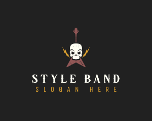 Guitar Skull Rock Band logo design