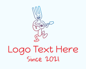 Music Lounge - Singing Fork Cartoon logo design