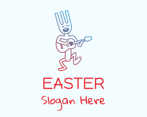 Singing Fork Cartoon Logo