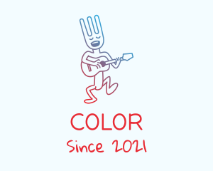 Cutlery - Singing Fork Cartoon logo design