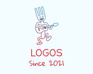 Culinary - Singing Fork Cartoon logo design