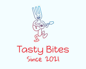 Fast Food - Singing Fork Cartoon logo design