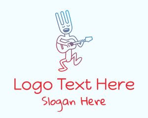 Singing Fork Cartoon Logo