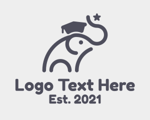 Elementary School - Elephant Graduation Hat logo design