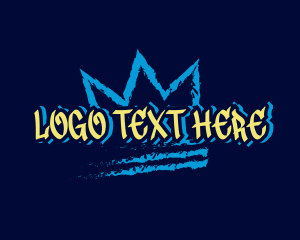 Hip Hop - Brush Crown Wordmark logo design