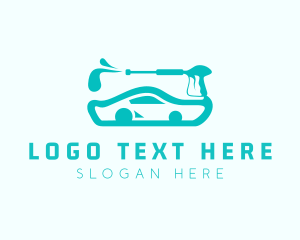Driving - Sedan Car Pressure Cleaning logo design