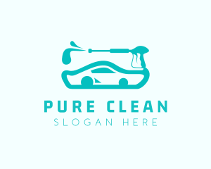 Sedan Car Pressure Cleaning logo design