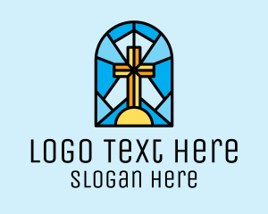 Stained Glass - Church Cross Mosaic logo design