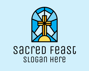 Eucharist - Church Cross Mosaic logo design