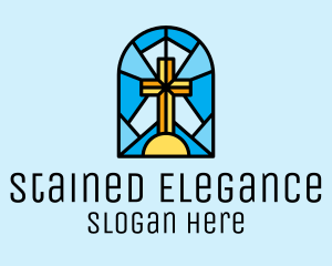 Stained - Church Cross Mosaic logo design