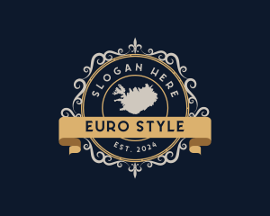 Iceland Map Luxury Ornament logo design