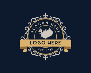Emblem - Iceland Map Luxury Ornament logo design
