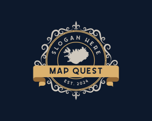 Iceland Map Luxury Ornament logo design