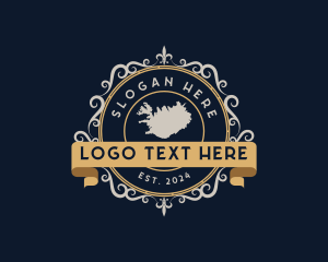 Map - Iceland Map Luxury Ornament logo design