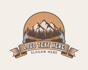 Carpentry - Mountain Tree Hammer logo design