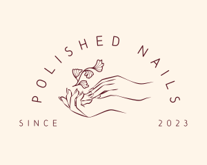 Fingernails Floral Hand logo design