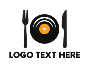 Recording Album - Vinyl Fork Knife Dining logo design