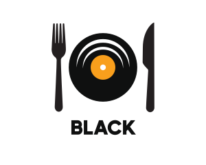 Orange Fork - Vinyl Fork Knife Dining logo design