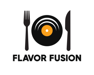 Recipe - Vinyl Fork Knife Dining logo design