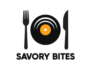 Dinner - Vinyl Fork Knife Dining logo design